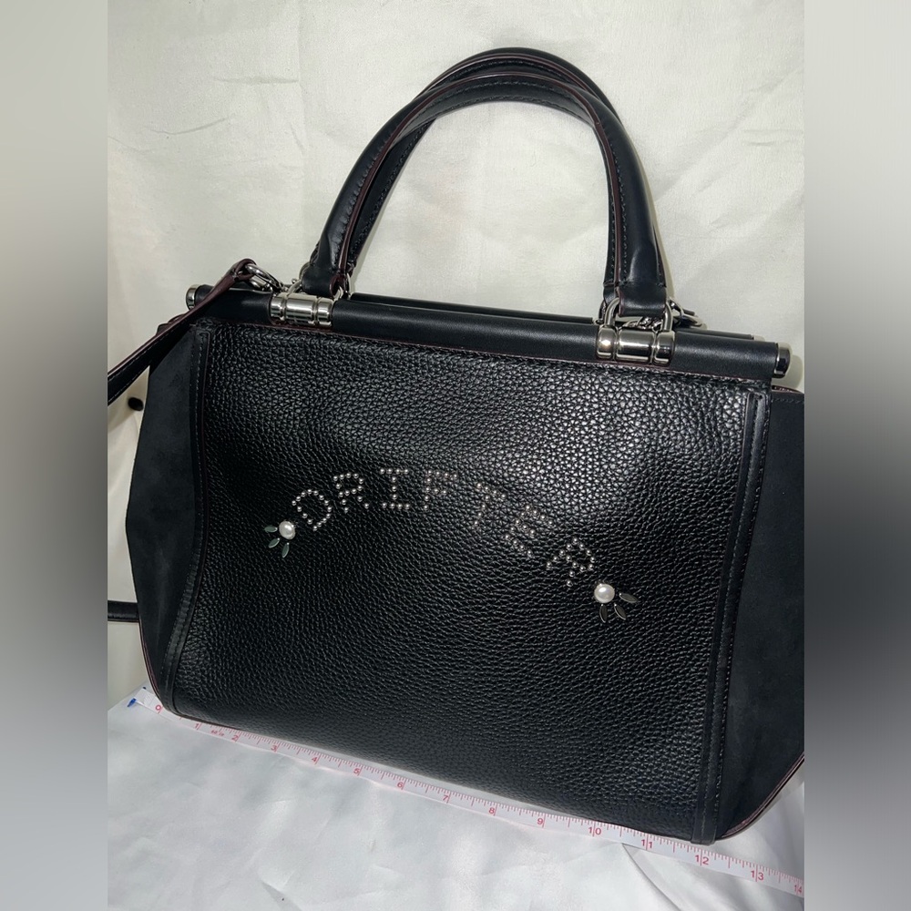 Coach Drifter Grace Pebbled & Suede Leather Studded Framed Satchel NWOT HTF RARE - Picture 4 of 16